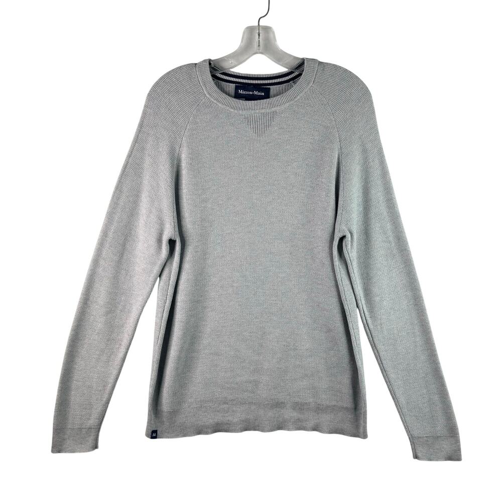 Mizzen+Main Cassady Crewneck Sweater Long Sleeve Knit Pullover Light Gray Large